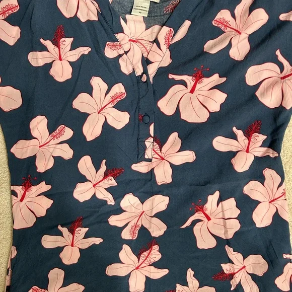 YIREH XS MOMI DRESS KOKI’O BLOSSOM NAVY Button Down Shirts